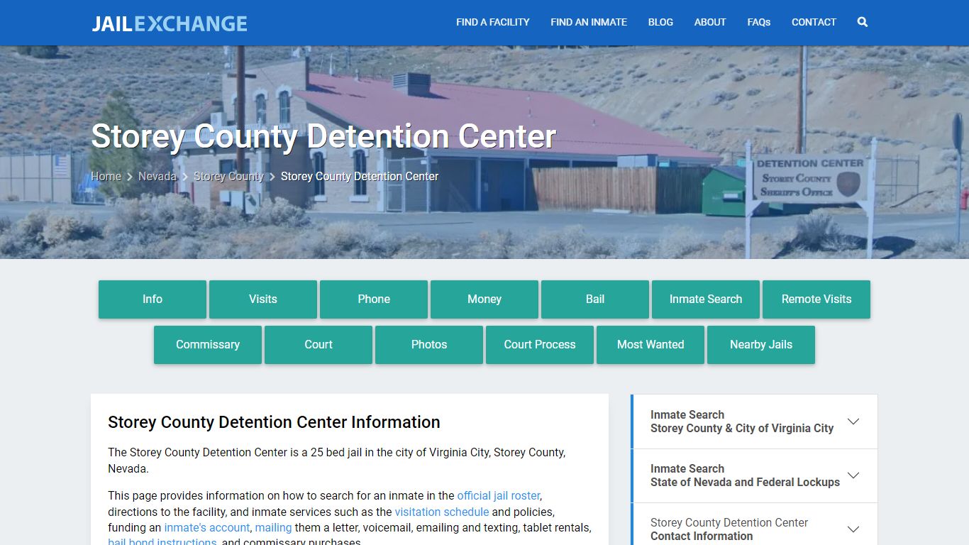 Storey County Detention Center, NV Inmate Search, Information